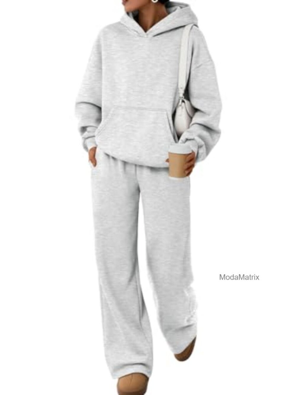 Cotton Fleece Oversized Hoodie & Wide Leg Lounge Set